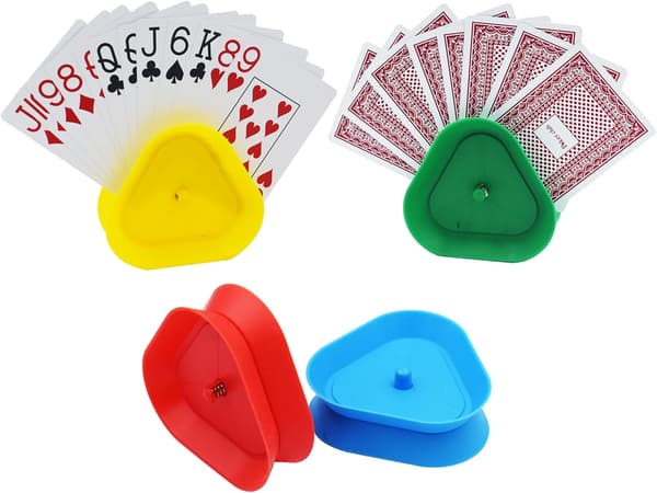 Spelkortshållare, triangulär handsfree pokerställ, 4 färger, set om 4