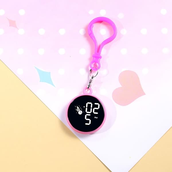 Waterproof Digital Watch with Detachable Hook for Bags, Keychains, LED Backlight, and Pocket Watch-FO- Red 0.02