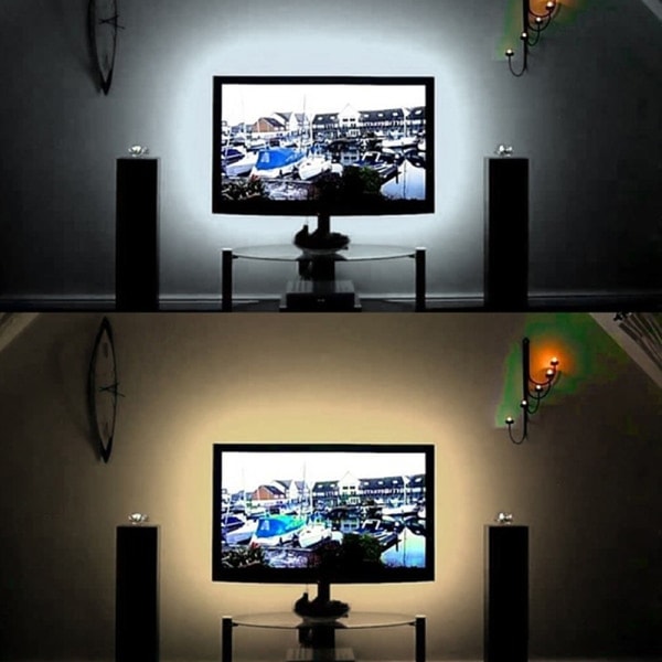 5V TV LED-bakgrunnsbelysning USB LED-stripe lys dekorlampe tape TV bakside hvit 3M hvit White 3M