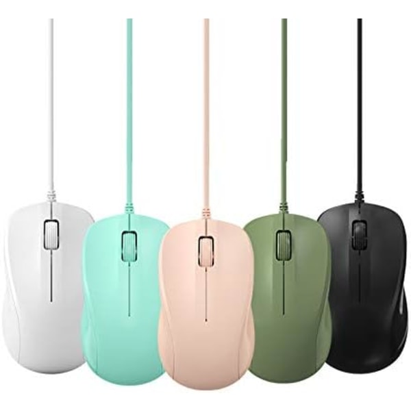 USB Stille Kablet Datamus, Lett å Klikke for Kontor og Hjem, 1200DPI, Avansert Bærbar, Kompatibel med Windows PC, Laptop, Stasjonær, Notebook