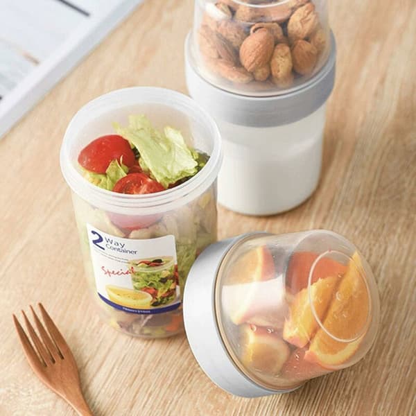 560 ml + 310 ml, yoghurtmugg, matbehållare, resemugg, lunchlåda, gröt, sallad, soppkopp med försegling och lock-FO-
