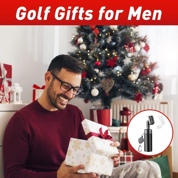 Golfmailan puhdistusharja suihkepullolla ja sisäänvedettävällä pidikkeellä – golfin ehdoton hankinta.-FO-