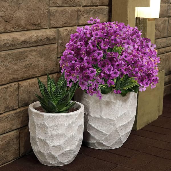 Kunstige blomster til udendørs brug, 20 bundter UV-resistente kunstige planter til veranda, lilla