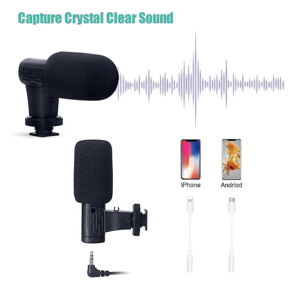 Smartphone Vlogging Kit med stativ og mikrofon til iPhone Android-FO-