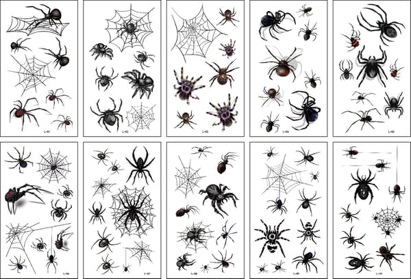 Tillfälliga Halloween-tatueringar för barn - pumpor, spindlar och dödskallar