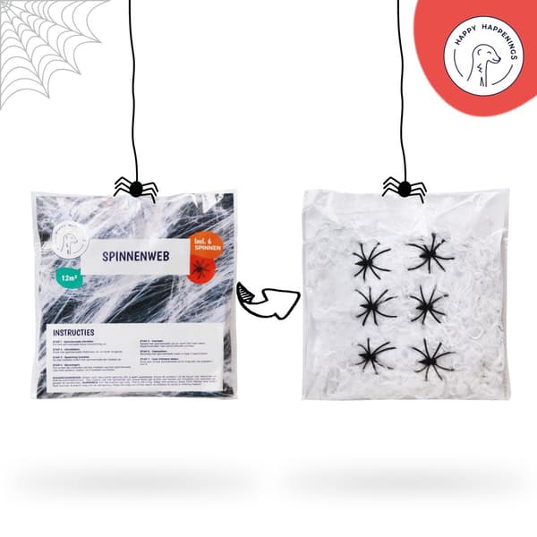 Halloween edderkoppespind-dekoration med falske edderkopper til fest og hjem
