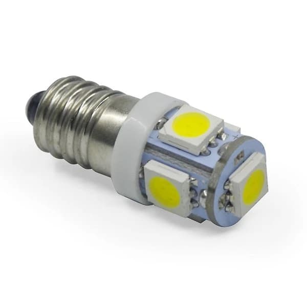 10 st. E10 6V Kallvit LED-lampor 5SMD 0.5W 50lm Lampa varmvit-FO-