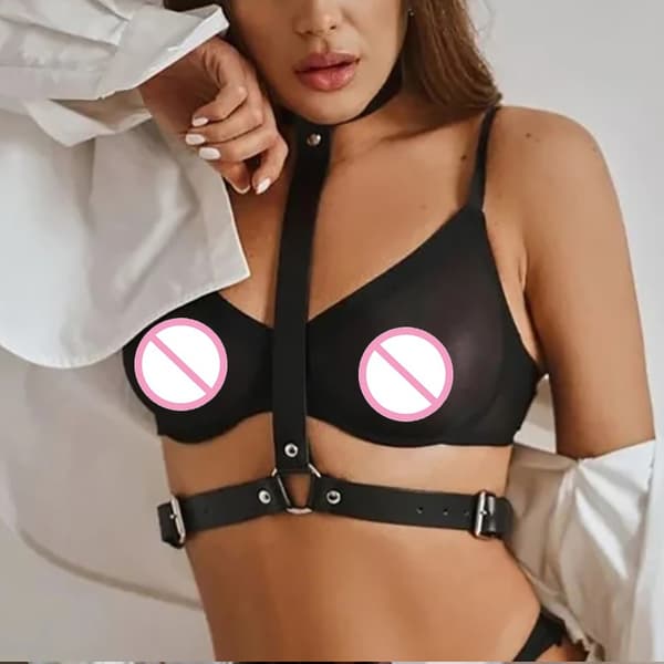 Sexy kroppssele for kvinner, strømpebånd, BDSM-undertøy i lær-FO-