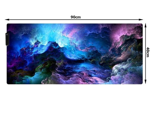 Gamingmusematte med RGB LED-lys - 90x40cm - Havbølger-FO-