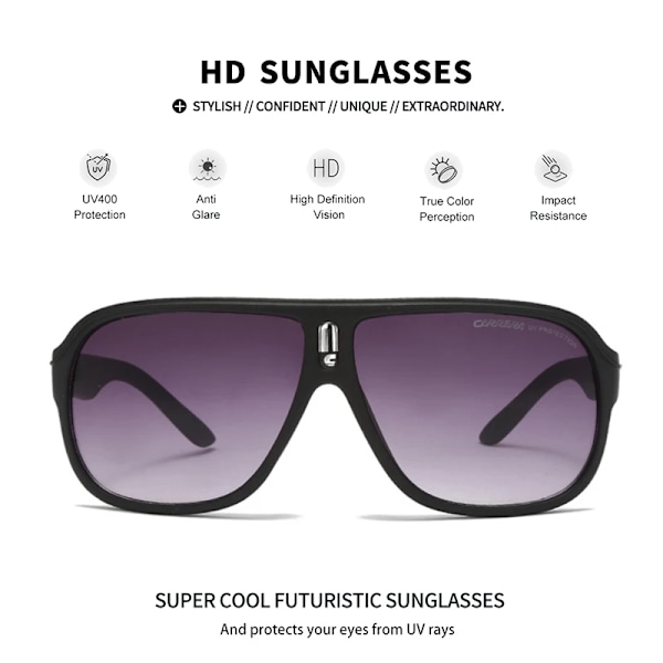 2023 Merkkiset Neliönmuotoiset Aurinkolasit Miehille Vintage Retro Urheiluajo Aurinkolasit Oversize Värikkäät UV400 Ulkoilulasit gafas de sol C5 Musta-Sininen C5 Black-Blue with packaging