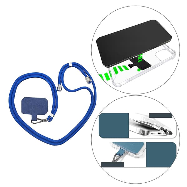Avtagbar justerbar mobiltelefon logoband halsrem blå-FO-