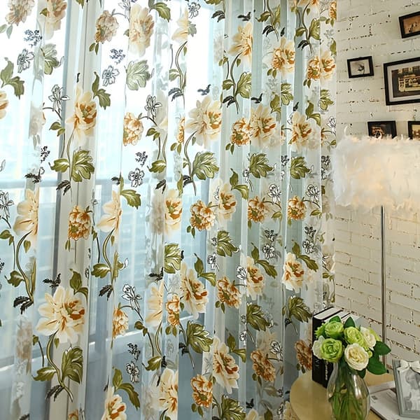 100% polyester tyllgardin 150x265cm gul med maljer 150x265cm Yellow