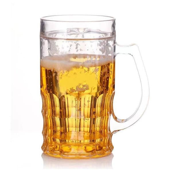 Fejk Beer Glass, 400ml Double Layer Funny Beer Mug, Fejk Double Fejk Beer Mug with Interlayer, Funny Beer Mug with Handle, Leak-proof I-FO-