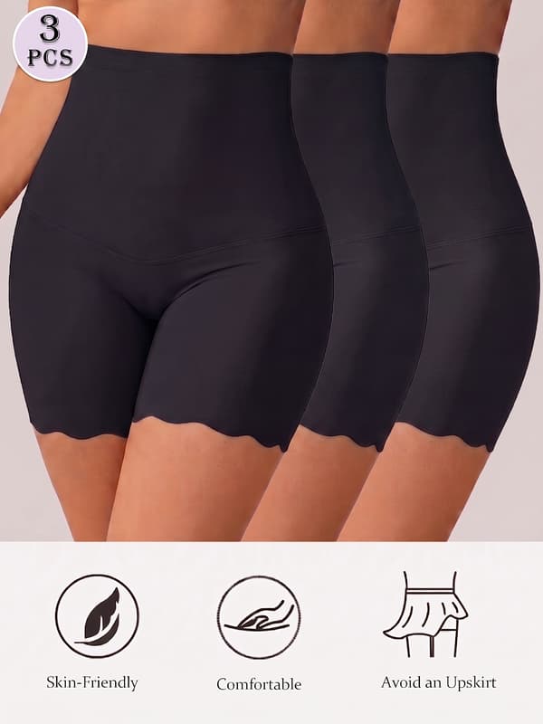 3-pack sömlösa högmidjade kylande formande trosor med magkontroll L Black