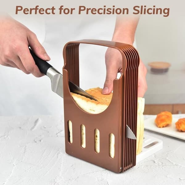 Bread Slicer Adjustable - Foldable Bread Slicer for Bread, Bagels, Sourdough Bread and Sandwiches-FO-