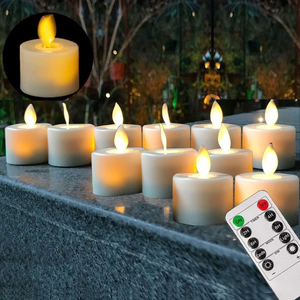 Batteridrivna flamlösa LED-värmeljus 12 st, flimrande mobila veke LED-värmeljus jul halloween fest