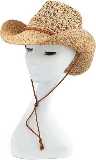 Voksen Sol Strå Western Cowboyhat Khaki-FO-