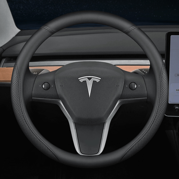 Ohjauspyörän suojus yhteensopiva Tesla Model 3/Y/X/S:n kanssa, 38cm-FO-