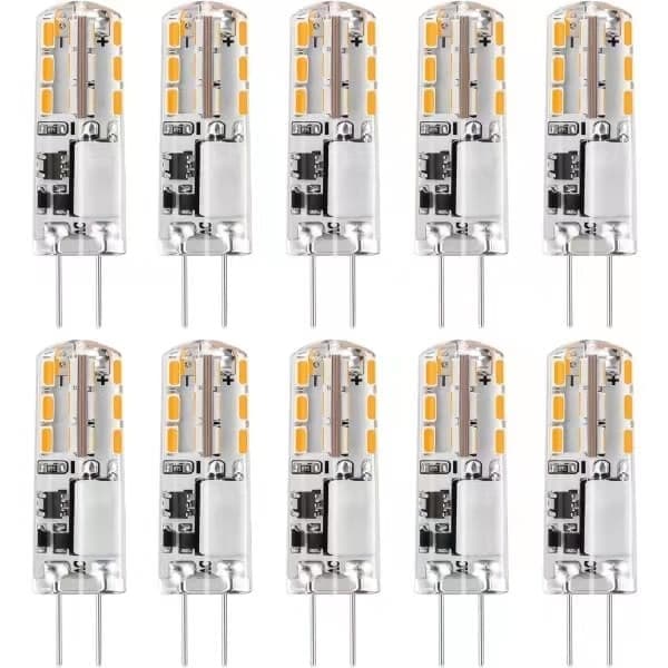 10x G4 LED-lamper 12V AC/DC Varmhvit 3000K 2W, dimbar belysning-FO-