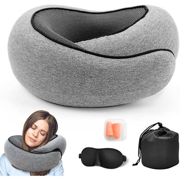 (Grå) Nakkepute, 2024 Ny Nakkepute, Memory Foam Nakkepute, Kan Oppbevare U-formet Pute, Egnet for Fly, C