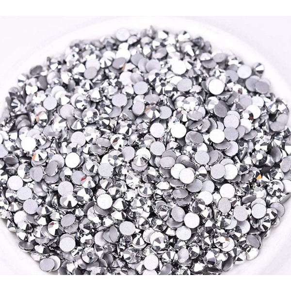 576 stk. limfikserede flade rhinstensglasdiamantperler til neglekunst håndværksdekorationer tøj sko Sølv-JAN- Silver 576pcs