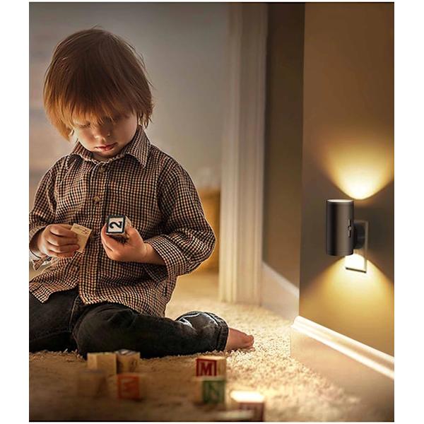 LED Night Lights Wall Socket, Dusk Sensor, Soft White 3000K, Dimmable Night Lamp for Kitchen, Hall Bedroom, 2-pack-FO-
