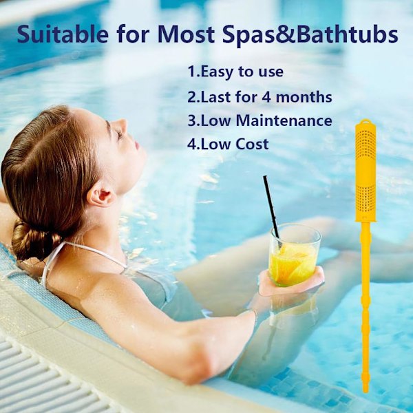 SPA Mineral Stick-dele, spabad-stick med 4 måneders levetid, universel patron til spabad og pool (gul, 2-pak)‘-XT-