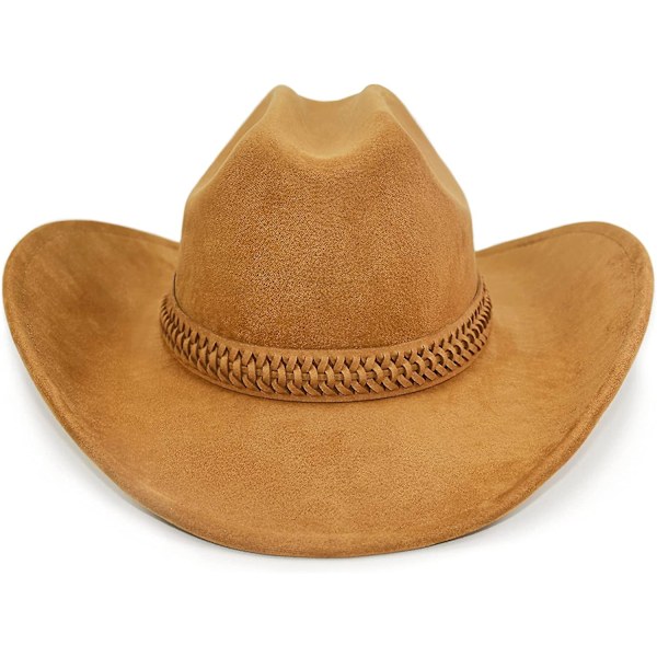Cowboyhat til kvinder og mænd med formbar bred skygge - Westernhat i filt Caramel Brown
