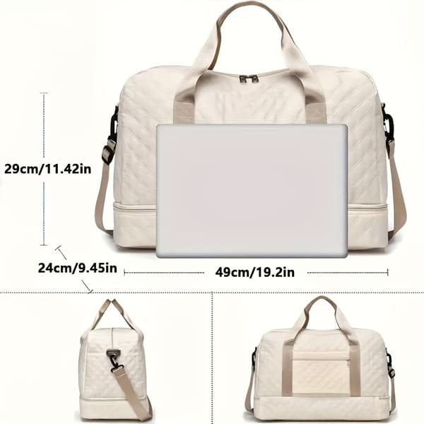 Luxury Large Travel Bag - Stylish & Durable with Waterproof Compartment, Multifunctional Carrying, Dry/Wet Separation & Practical Side Pocket b-FO-