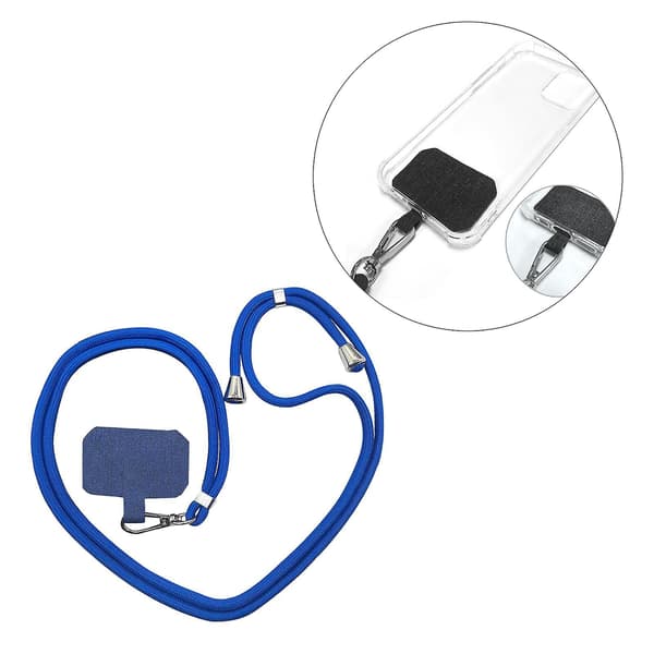 Avtakbar justerbar mobiltelefon-snor halsrem blå-FO-