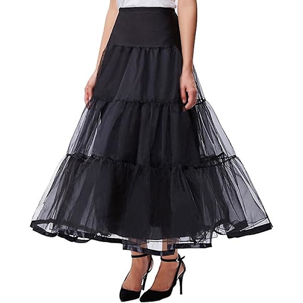Dame Ankel Lange Underkjoler Skørter Bryllup Halv Slips Krinoliner Underskirt Black‘-XT- Black S M