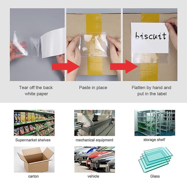 Self-adhesive transparent card pockets (20 pieces) - Top opening, Inner size: 9 * 7.5 cm-FO- 0.1