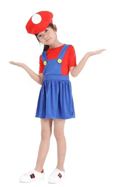Barnens Super Mario Luigi Bros Cosplay Dräkt Kostym Children's needlework-FO- Children's needlework L:130CM