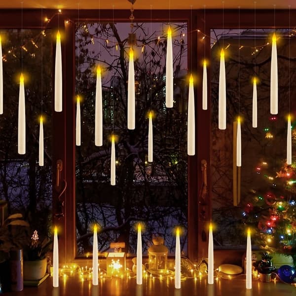 12-pak flydende stearinlys med LED-lysstang og timer-FO-