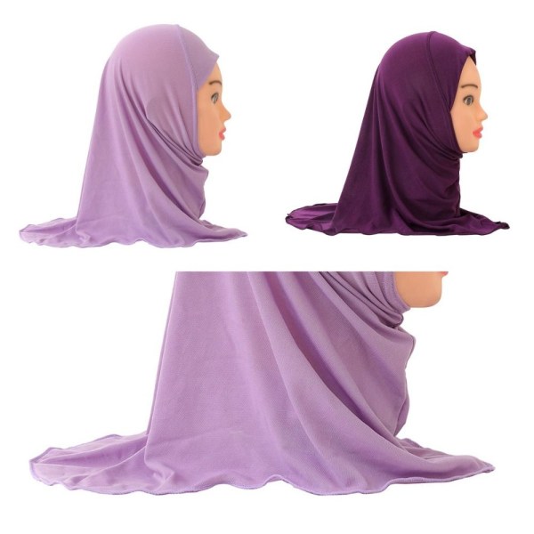 Muslimsk Hijab Islamsk Sjal Sjal for Barn MØRK LILLA dark purple