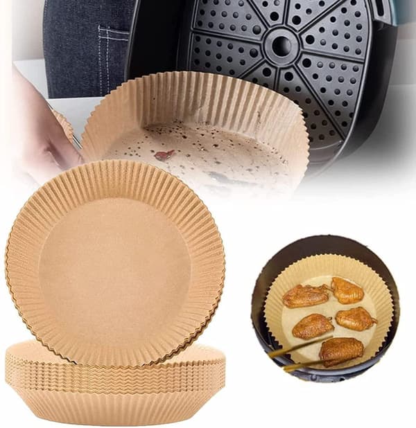 100 stk Air Fryer Liners engangspapir pergamentforme natur Hvid-FO-