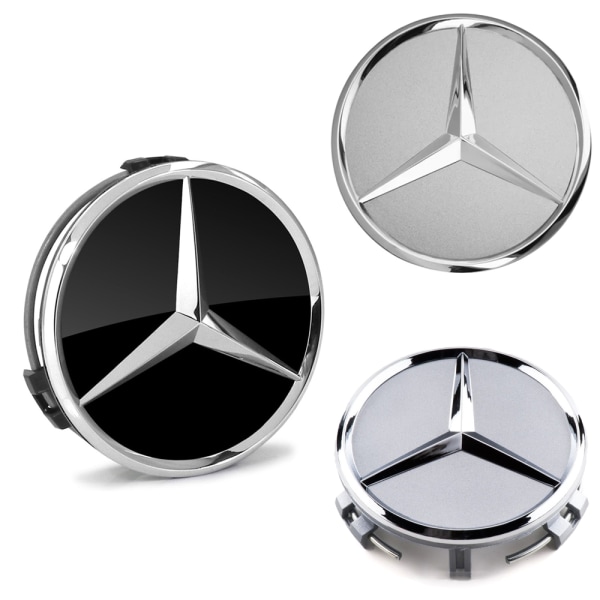 4-Pack - Mercedes-Benz Centrumk?por / Hjulnav Emblem - Bil