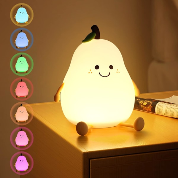 LED Night Light, 7 Colors USB Rechargeable Kids Night Light, Kids Food Night Light with Gradient Dimming Warm Light + Touch Switch + Timer