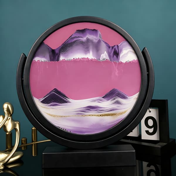 Bevegelig sandkunst flytende bevegelse kvikksandmaleri 3D dynamisk sandkunstdekor Blk Frame-purpl