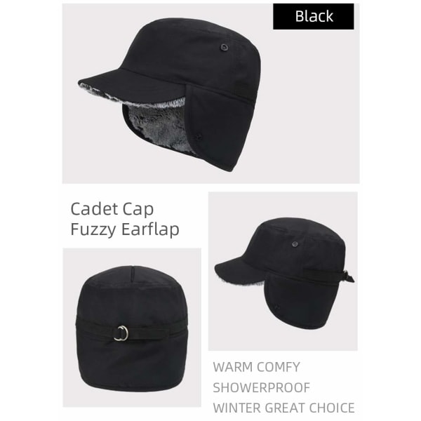 Galaxy Hue Varm Hue med Øreklapper - 100% Nylon og Kunstpels (Sort)