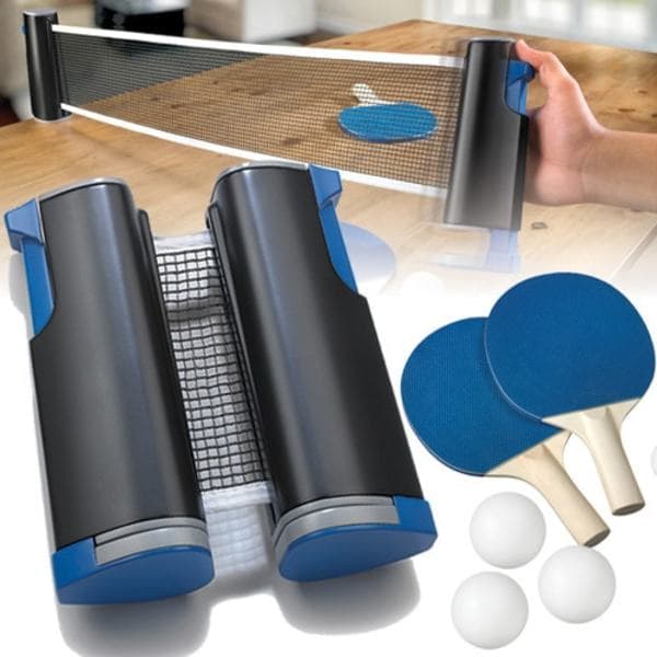 Bordtennissett med uttrekkbart nett – Passer alle bord, bærbart pingpongsett-FO-