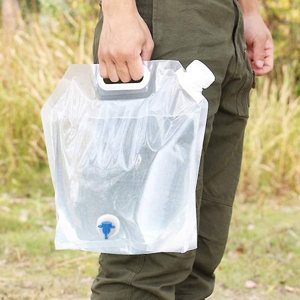 2-pack 10 liter vattenpåsar, stor kapacitet, bärbara vikbara vattenpåsar för camping, utomhusbruk och hushåll, vit-FO-