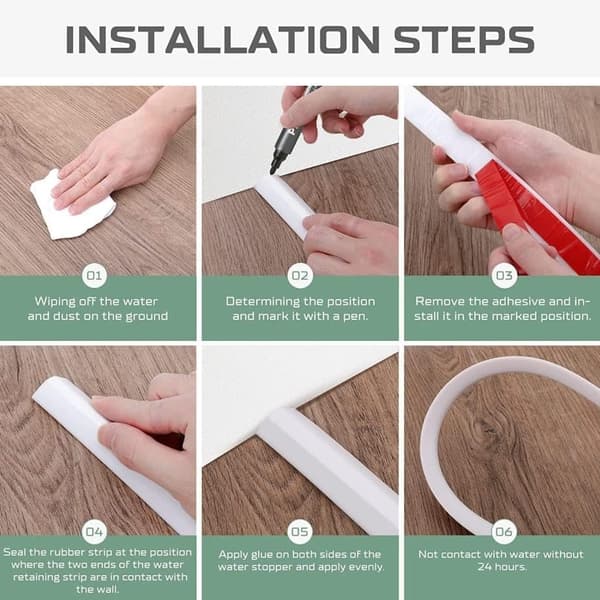 1m Self-Adhesive Shower Threshold Strip, Waterproof Silicone Barrier for Bathroom and Kitchen, Shower Threshold / Water Barrier-FO- Grå