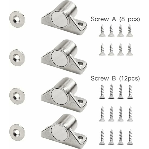 Magnetisk spärr Magnet Skåpdörr 4 delar Silver Magnetiska spärrar med skruvar Magnetstängning Möbel Stark magnet för skjutdörrslådor Vinn