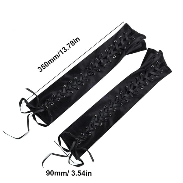 Lange fingerløse handsker til kvinder - sorte blonde Steampunk armvarmere til Cosplay-FO-