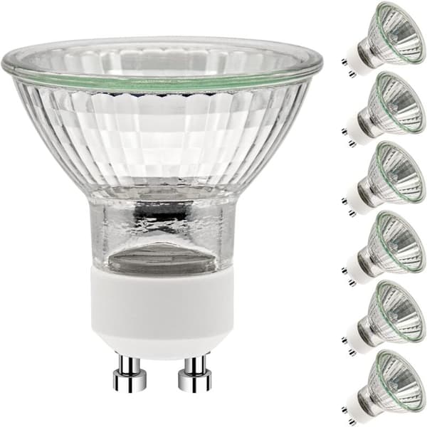 GU10 50W Light Bulbs, GU10 Halogen Bulbs, AC 220V 50W Spotlight, GU10 Halogen 2-Pin Halogen Bulbs 35° Beam Angle 2700K, 6-Pack-FO-