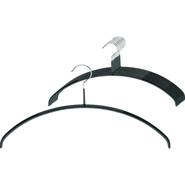 10-pakke skridsikre bøjler, perfekt til T-shirts og trøjer, 360° drejelig krog, 40 cm, sort