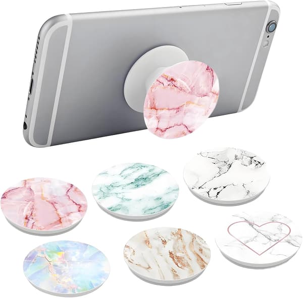 6-pack telefonhandtag med Pop Socket-stativ, 360° roterande klibbig telefonhållare-FO-