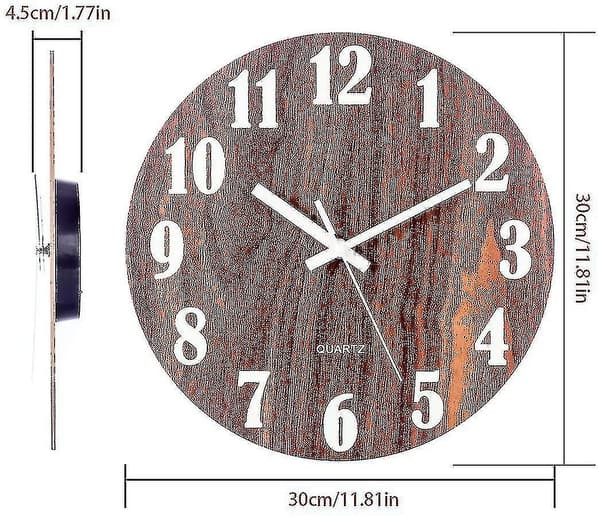 Ljus väggklocka, modern dekorativ tyst väggklocka, stor urtavla med 30 cm-FO-