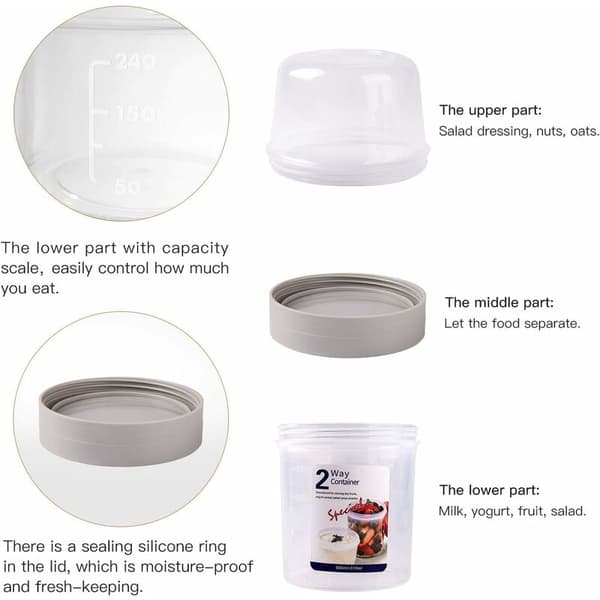 560 ml + 310 ml, yoghurtmugg, matbehållare, resemugg, lunchlåda, gröt, sallad, soppkopp med försegling och lock-FO-